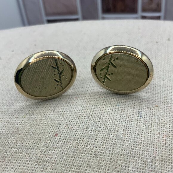 Swank Vintage Oval Gold Tone Cuff Links - Picture 1 of 5
